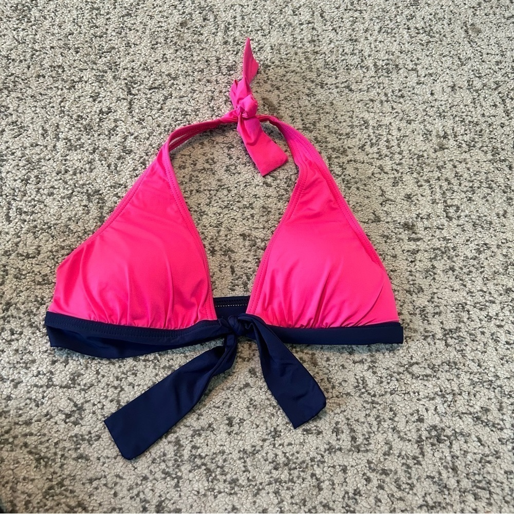 Tommy Bahama Pink & Navy Blue Padded Bikini Top Size Small